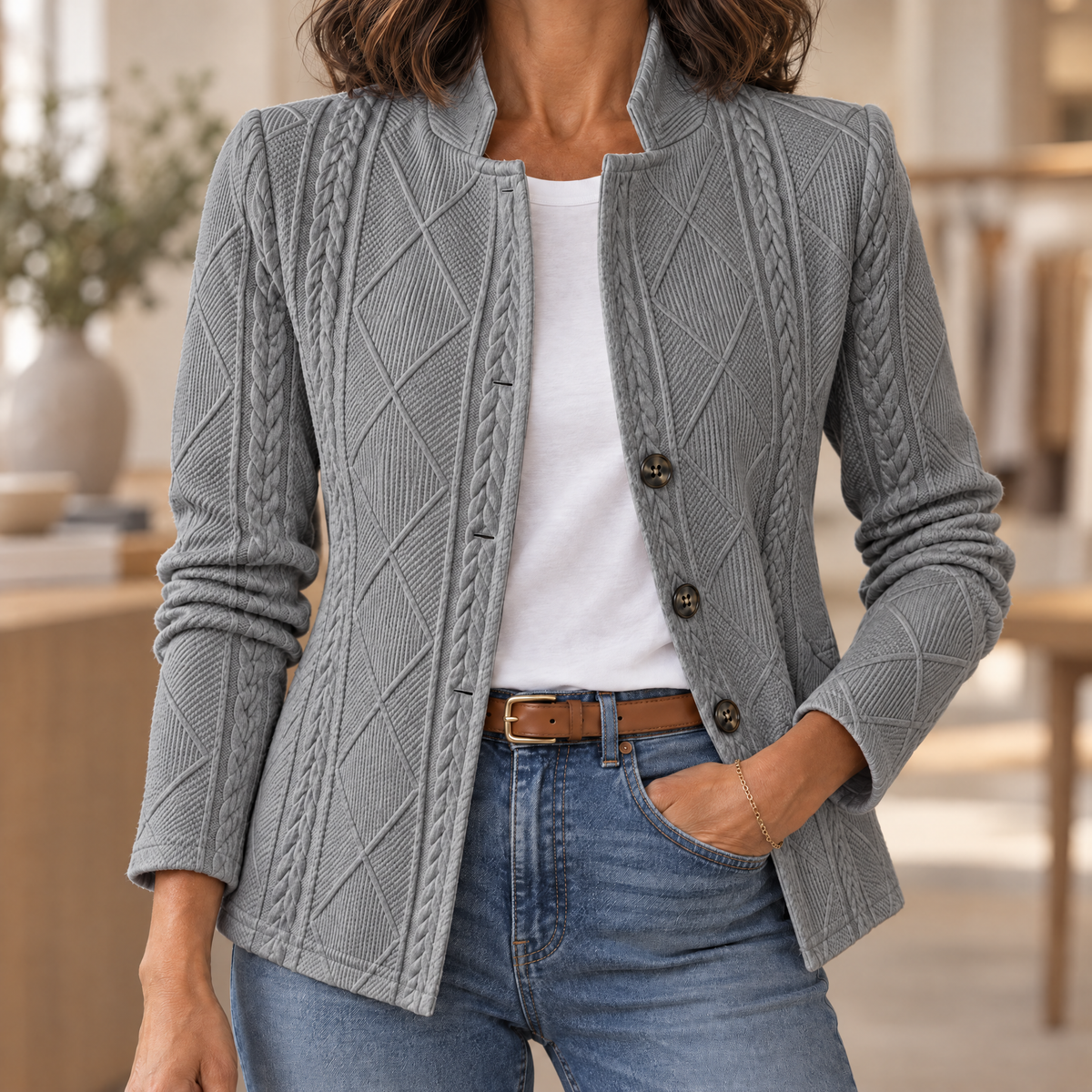 Wearbella Textured Knit Stand-Collar Blazer - color variant 4