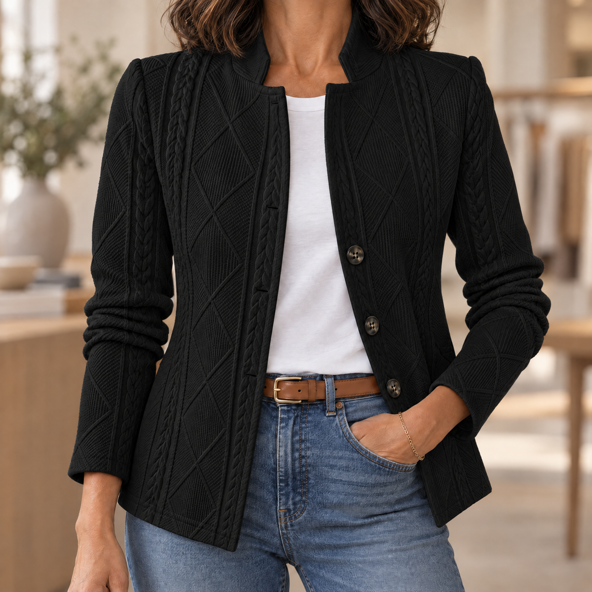 Wearbella Textured Knit Stand-Collar Blazer - color variant 3