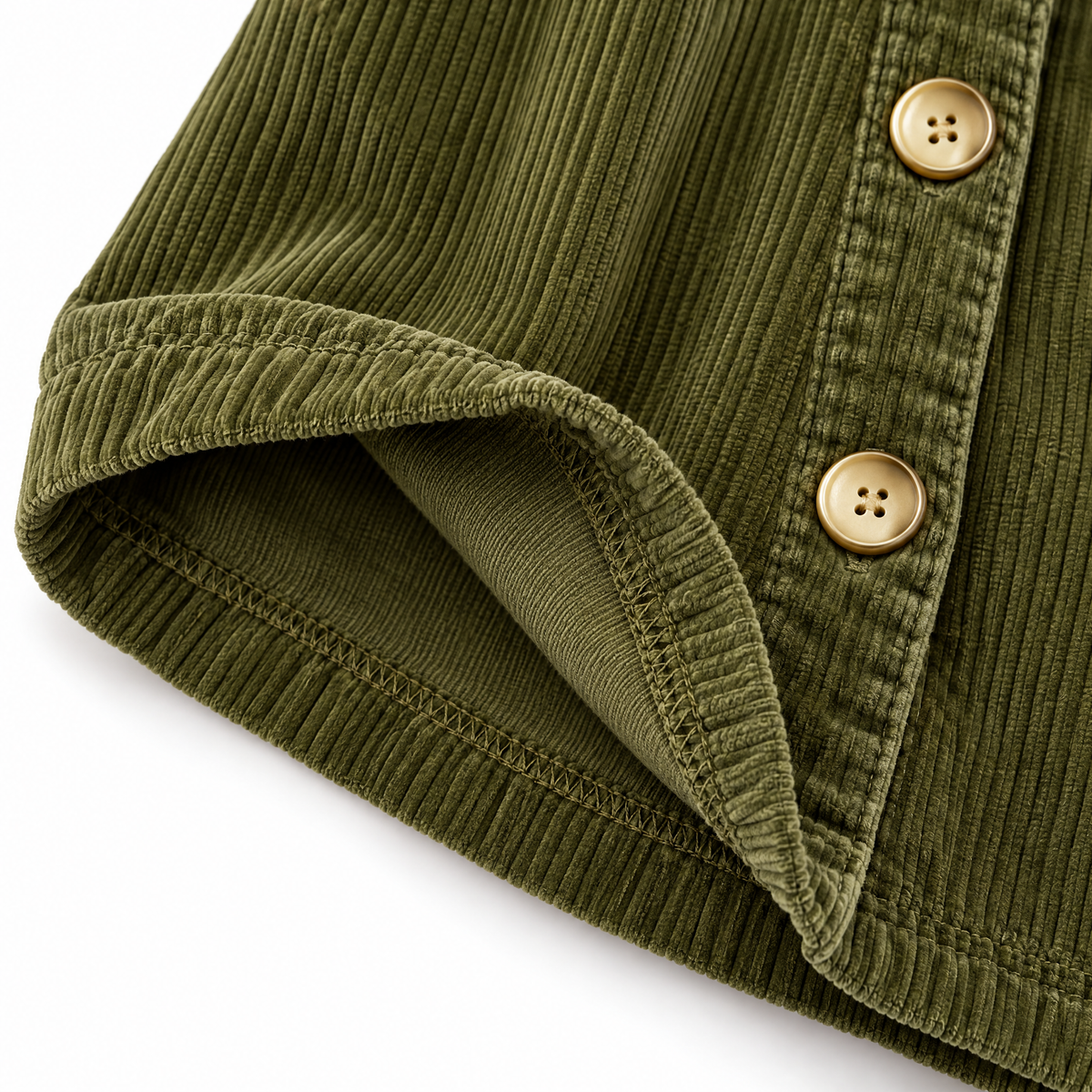 Wearbella Funnel Collar Corduroy Top - hem finish
