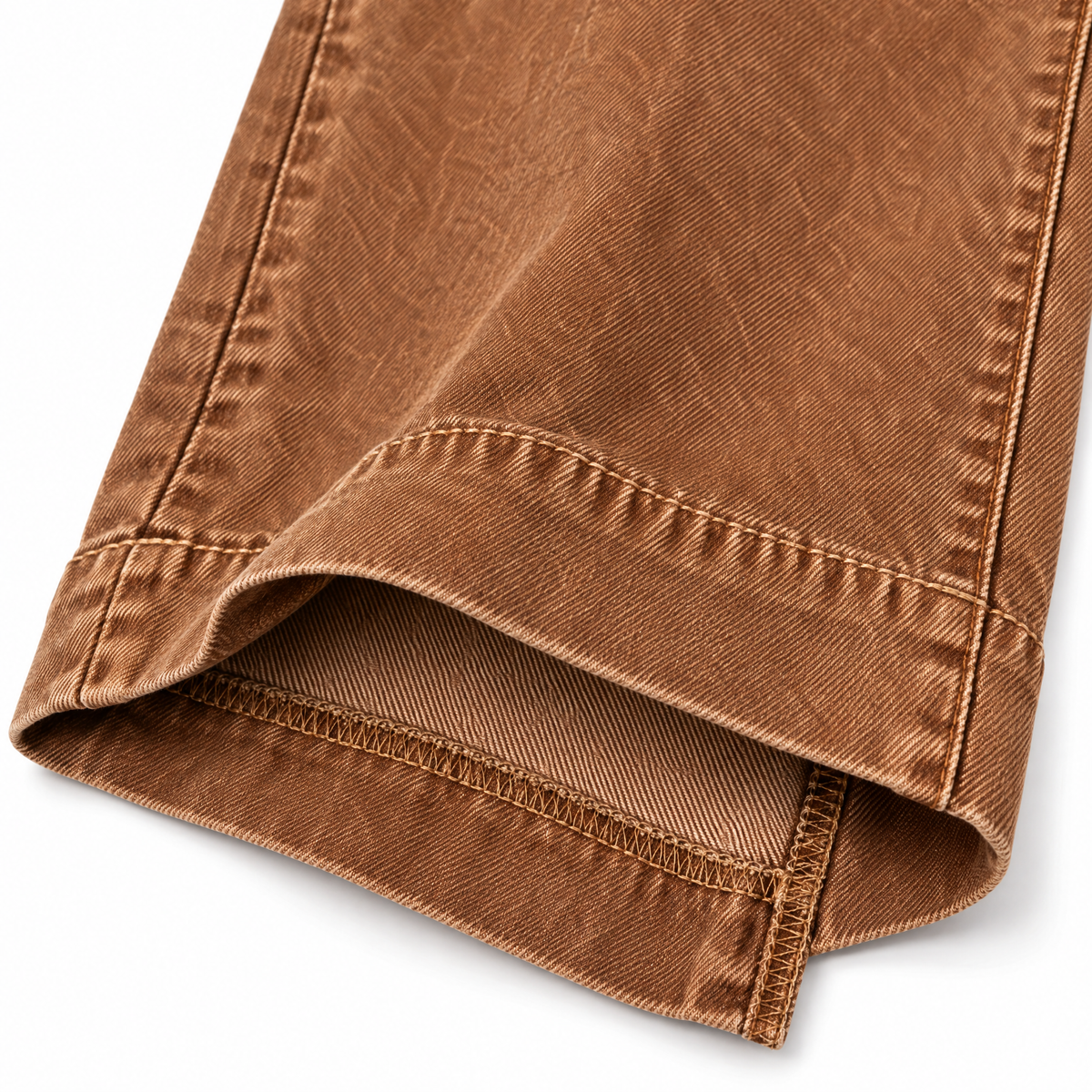 Longline Denim Look Wide-Leg Jeans Dark Brown - Hem Detail