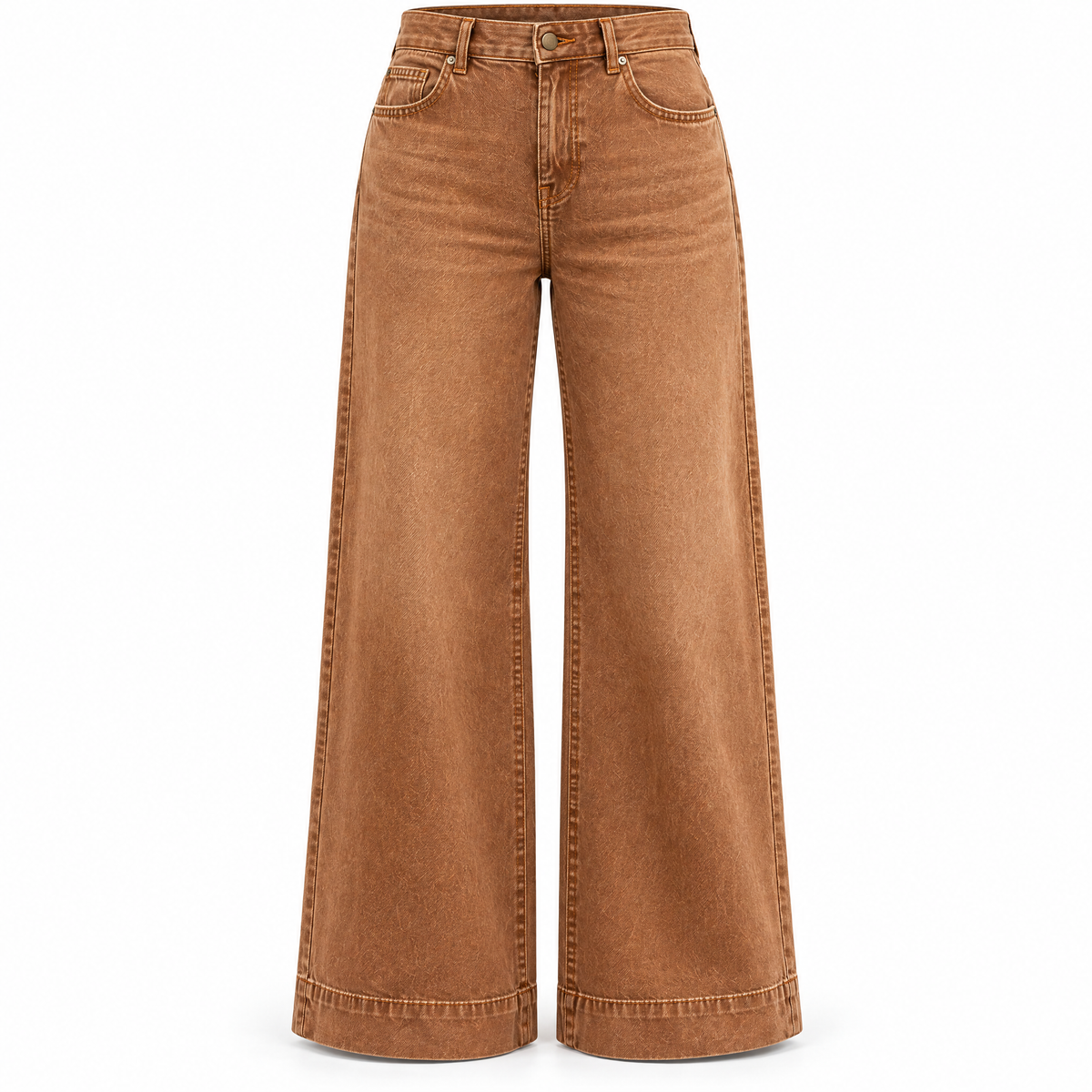 Longline Denim Look Wide-Leg Jeans Dark Brown - Ghost Mannequin