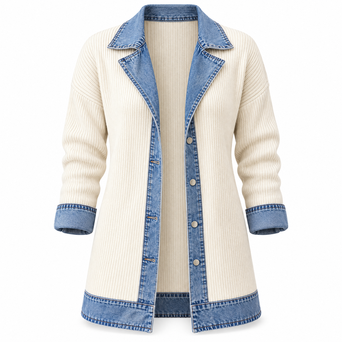 Ribova Ribbed Knit Coat Flat Lay E2