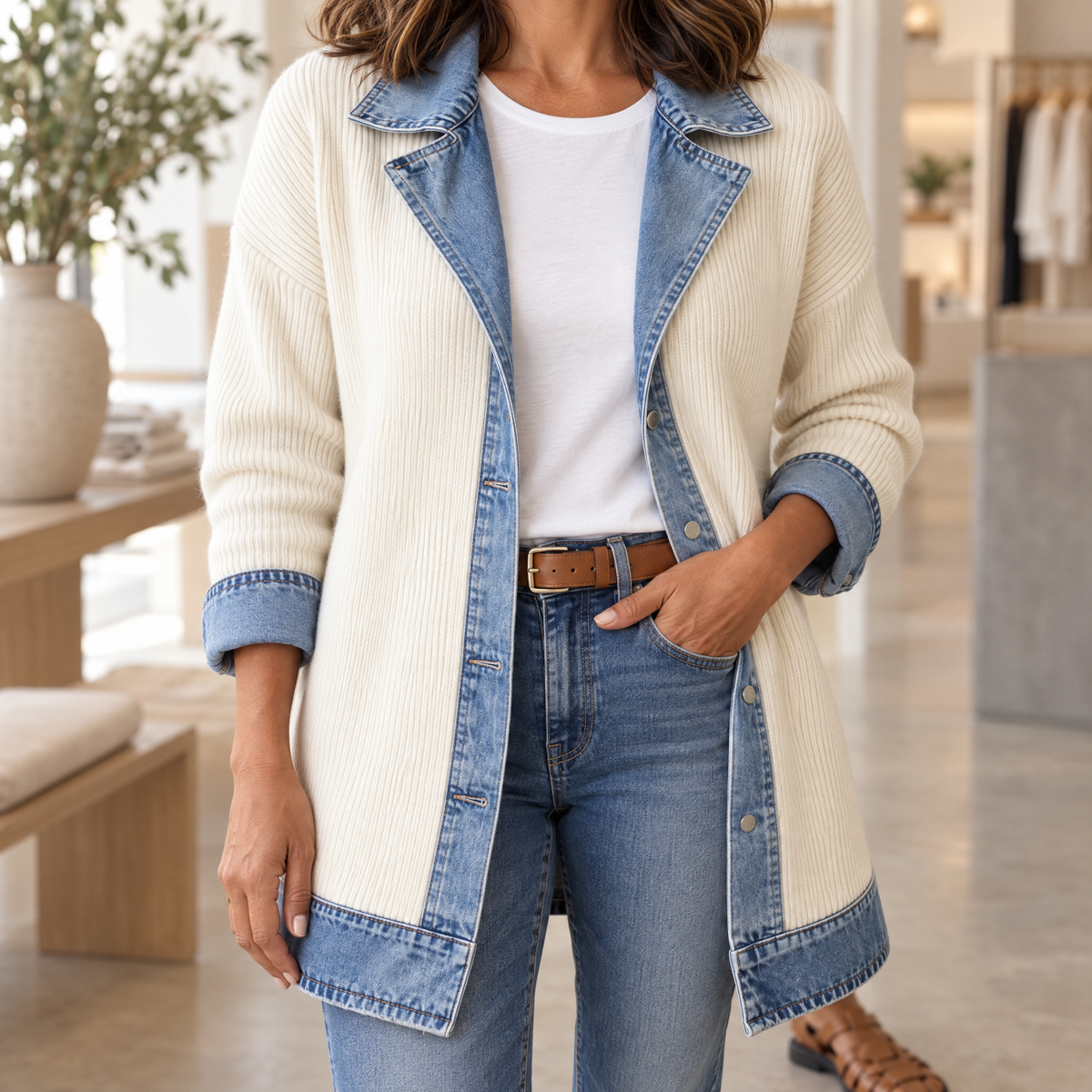 Ribova Ribbed Knit Coat Hero