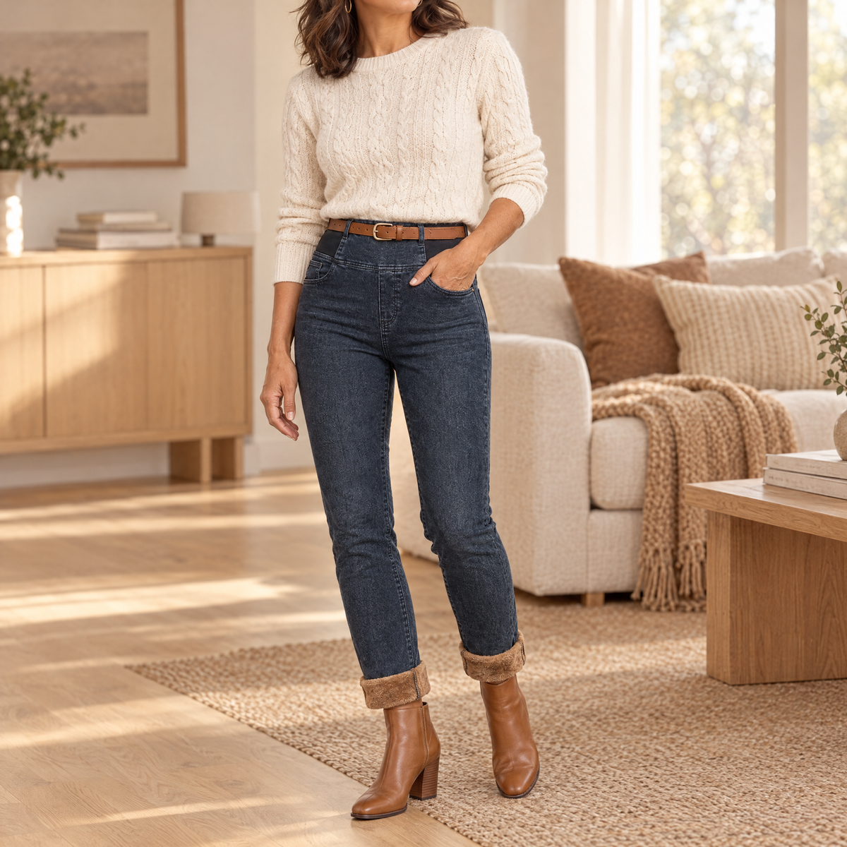 Calça Jeans Feminina Montaria Peluciada - Boutique 3/4 C5