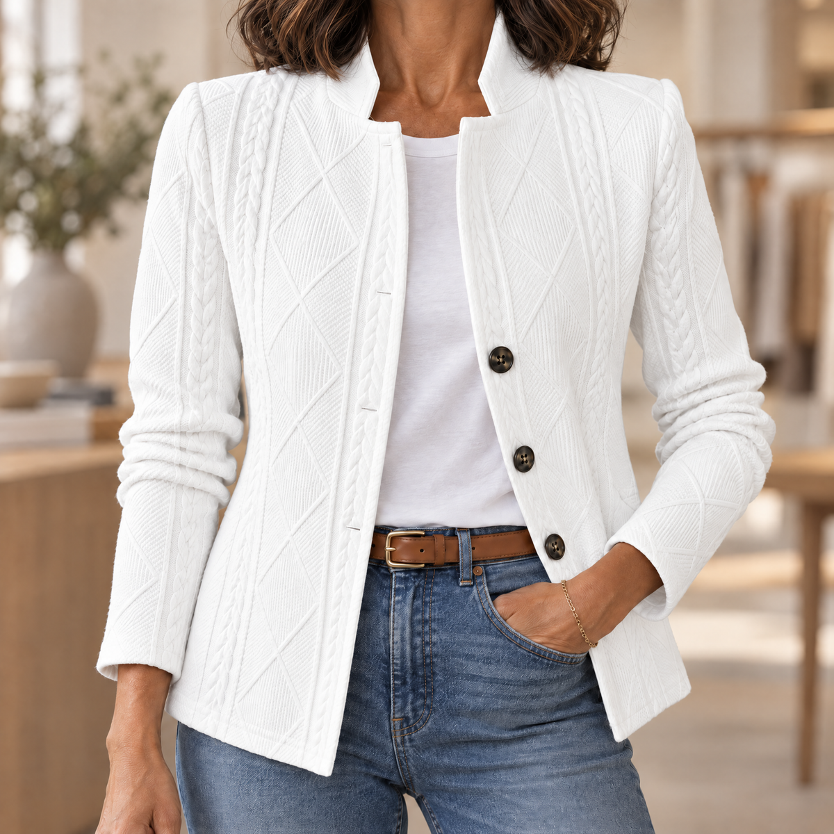 Wearbella Textured Knit Stand-Collar Blazer - color variant 1