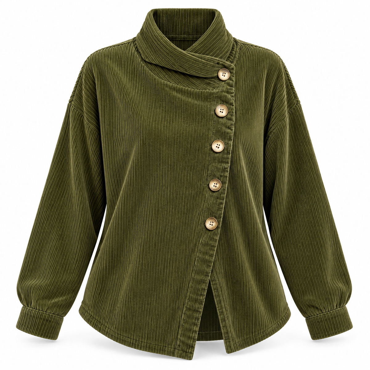 Wearbella Funnel Collar Corduroy Top - ghost mannequin