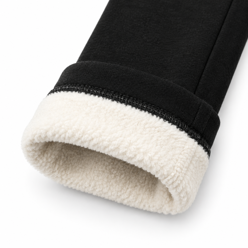 Legging Feminina Peluciada Preta - Detalhe bainha com forro