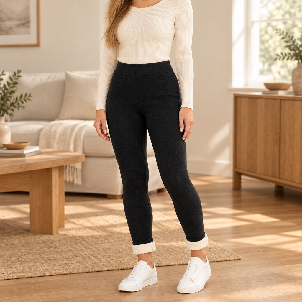 Legging Feminina Peluciada Preta - Ângulo 3/4
