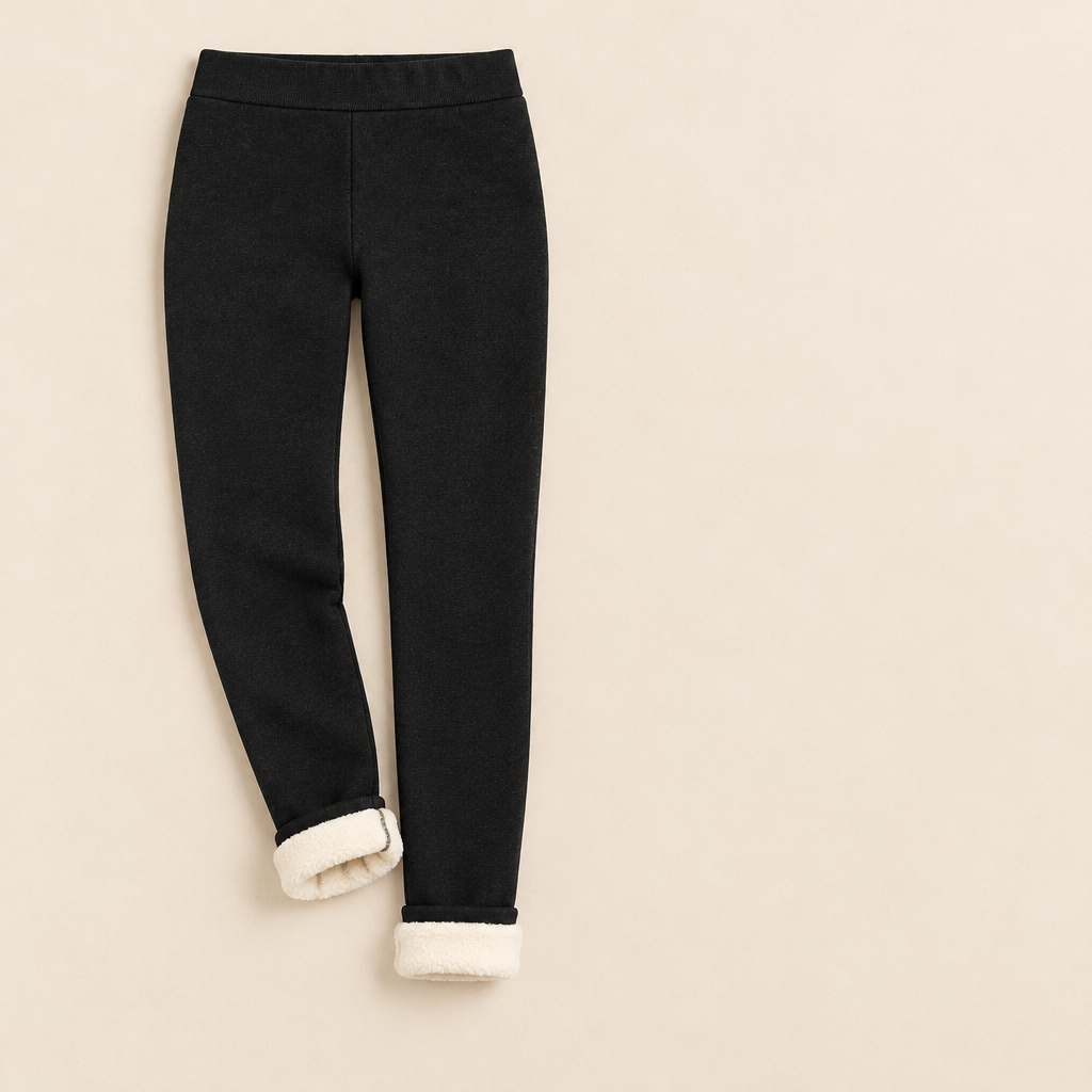 Legging Feminina Peluciada Preta - Flat-lay forro visível