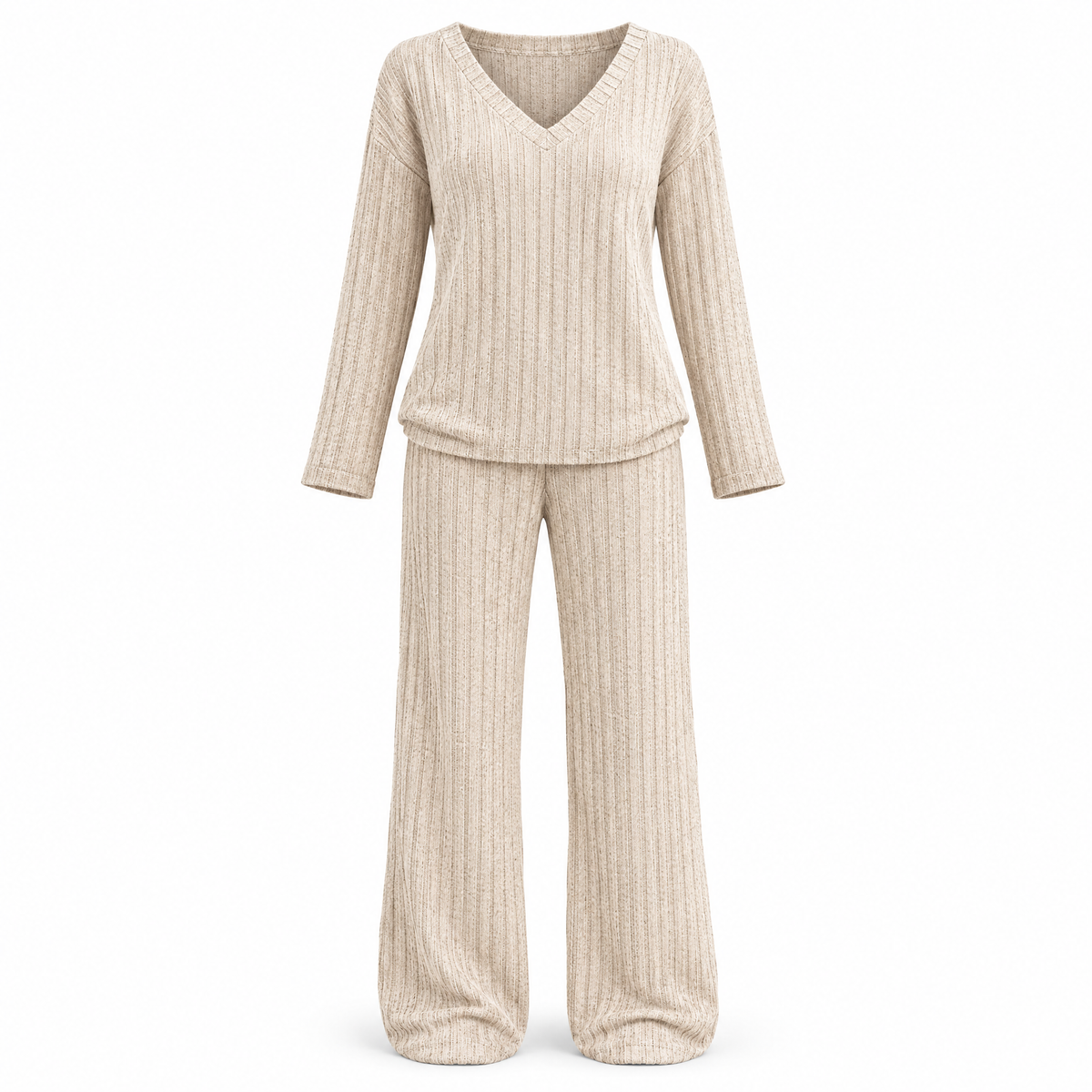 Ribbed Knit Lounge Set - Ghost Packshot