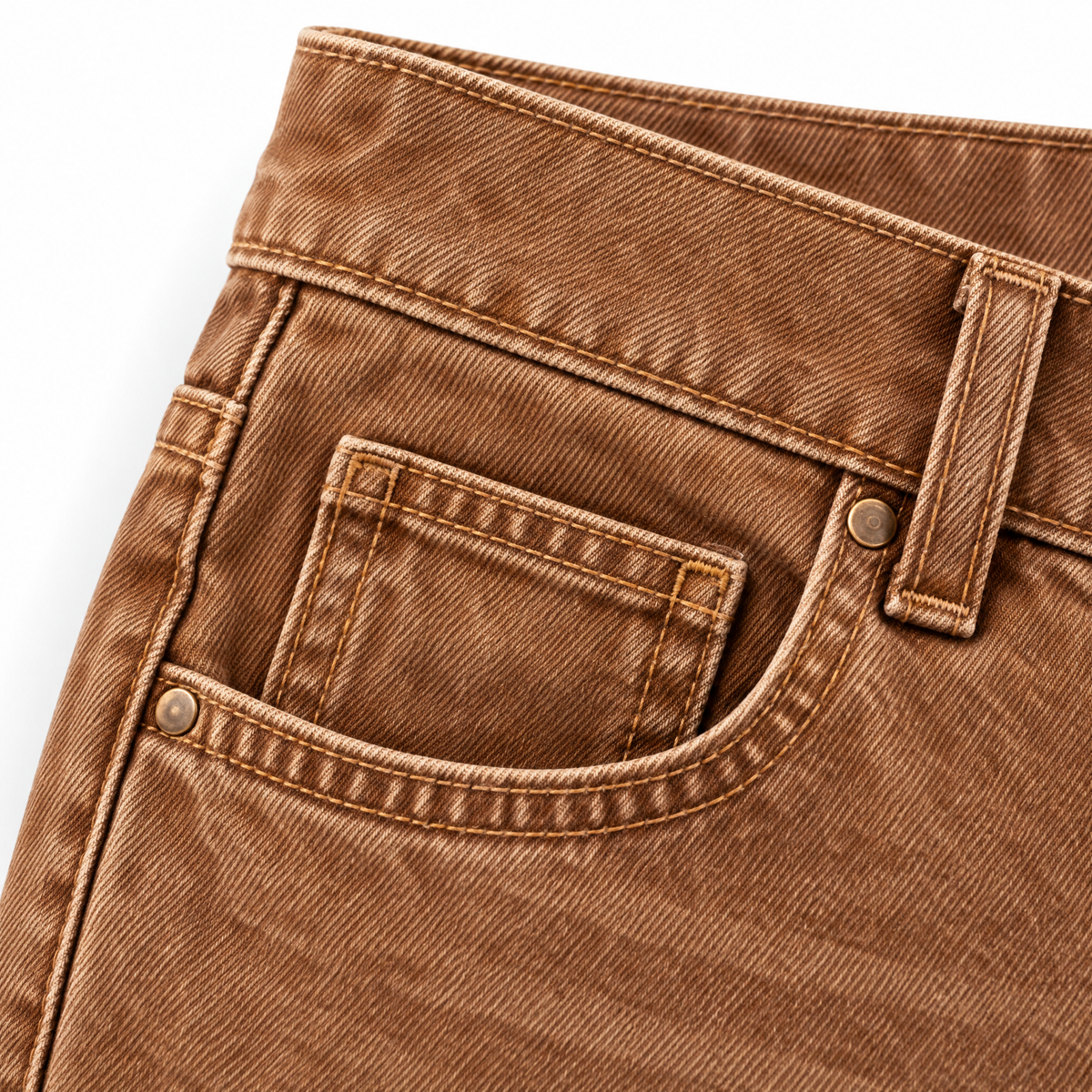 Longline Denim Look Wide-Leg Jeans Dark Brown - Pocket Detail